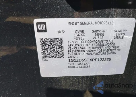 2023 Chevrolet Malibu Fwd 1Lt from USA, damaged, VIN 1G1ZD5STXPF122235